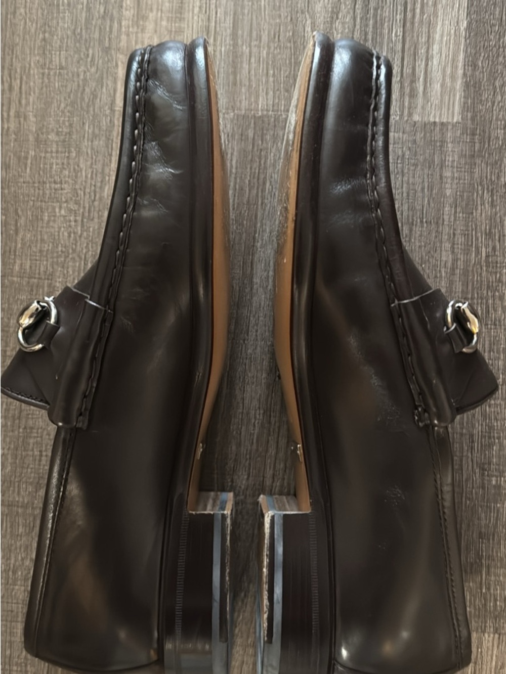 Gucci Men's Dark Brown Leather Horsebit Slip-On Loafers - Picture 2 of 9